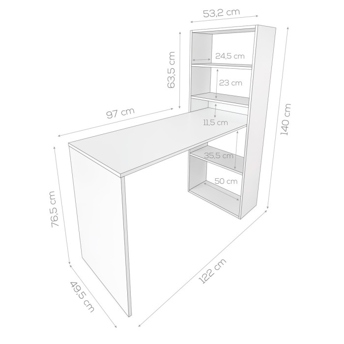 Mesa Escritorio con Estantería Fácil Montaje - Duérmete Online Mesa Escritorio con Estantería Fácil Montaje - Duérmete Online