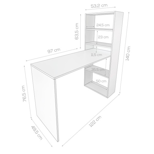Mesa Escritorio con Estantería Fácil Montaje - Duérmete Online Mesa Escritorio con Estantería Fácil Montaje - Duérmete Online