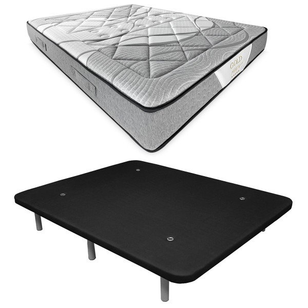 Colchón Viscoelástico Gold Premium + Base Tapizada 3D Reforzada
